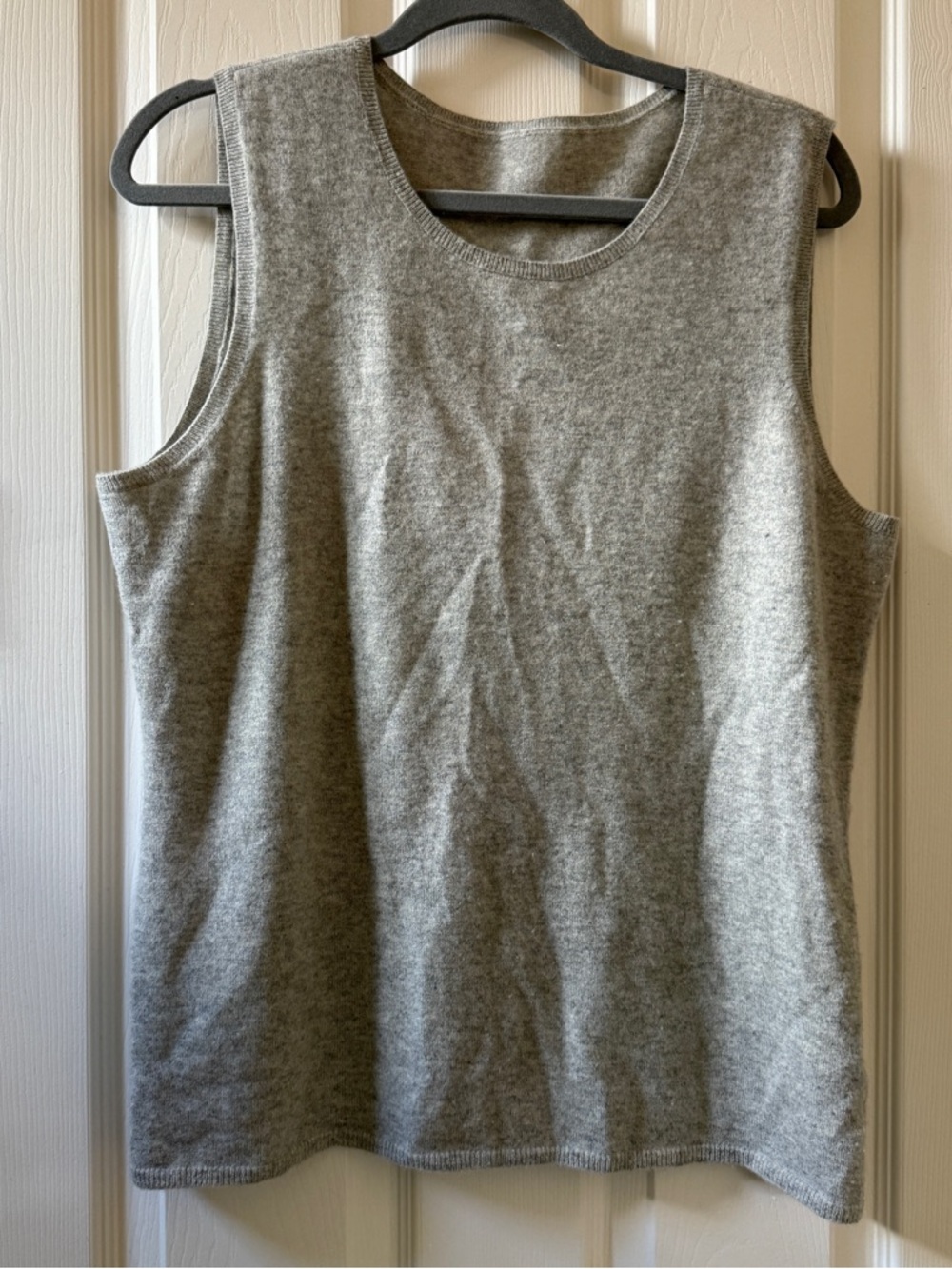 Cashmere | Sleeveless Grey Knit Women's Top | Size XL